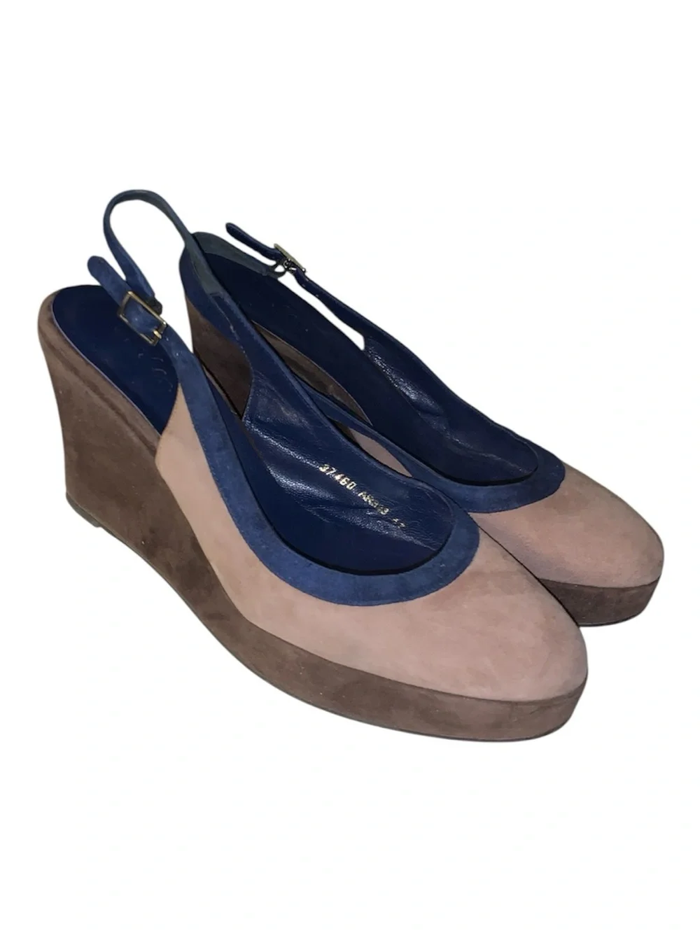 Boden Colorblock Suede Slingback Platform Pump - Navy, Taupe and Brown